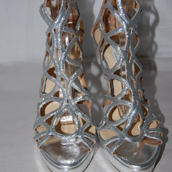 40/10❤️ Jimmy Choo Glitter Leather Platform High Heels Gladiator Sandals Boots - Picture 3 of 16